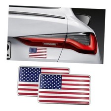 2PCS American Flag 3D Metal Decal, Aluminum Alloy Car Emblem Stickers, Red Flag
