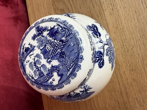 Vintage Mason's Ironstone china Blue Willow tea caddy made for Twinnings - Picture 3 of 12