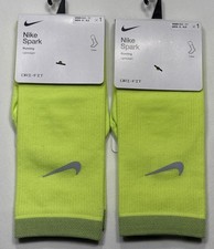(2) Pair Nike Spark Unisex Lightweight Running Crew Socks Volt Yellow FREE SHIP