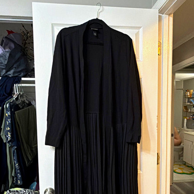 Selection by Ulla Popken Women's Plus Size 22 Black Solid Pleated Maxi Dress