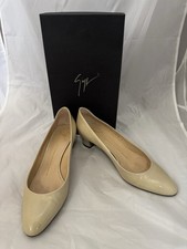 Giuseppe Zanotti Design taupe patent leather pumps w/ metallic heel sz.38 1/2