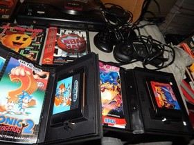 Vintage Sega Genesis 1601 16-Bit With 2 Controller & 11 Games Untested Parts