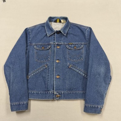 Vintage Wrangler Jacket Mens 44 Blue Denim Western Trucker 70s USA