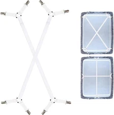 Consss Bed Sheet Straps, Adjustable Durable Holder Straps White 
