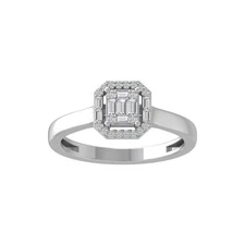 10K White Gold Lab Grown Diamond Composite Ring Size 6 Gift For Women 1.66gm