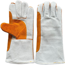 Welding Gloves Sheepskin Cowhide 13cm Cuff Double Layer Heat Protection