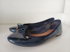 Next Pumps Ballerina Shoes Bow Patent Navy Size 38 / 5