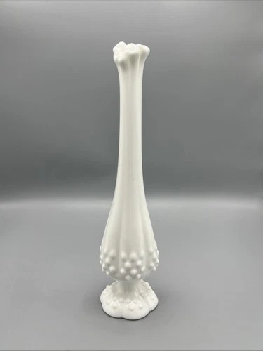 Fenton Hobnail Milk Glass  Bud Vase 10.25” MCM