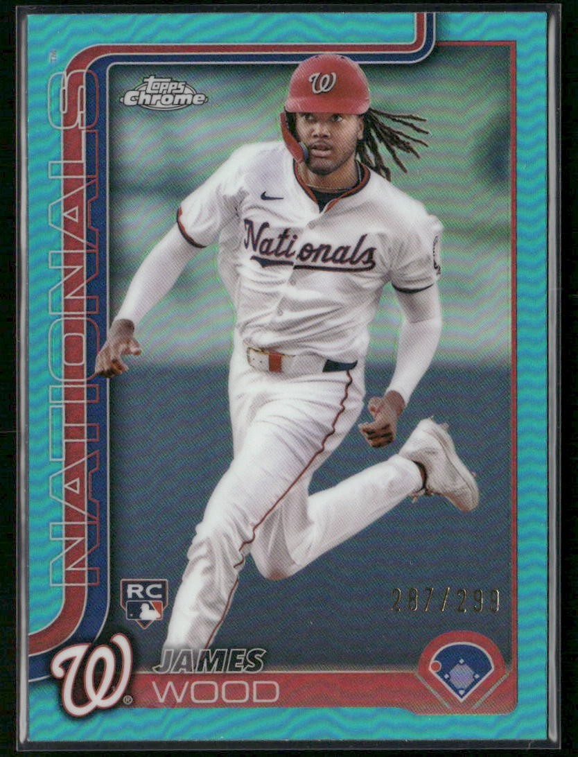 2025 Topps Chrome - James Wood #132 Aqua Refractor /199 (RC)