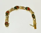 "Vintage 9ct Yellow Gold & Moss Agate Celtic Bracelet" Heavy 17.8g