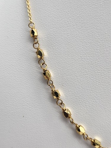 GORJANA SIGNED Gold-Tone Chain Link & Beaded Necklace. Gorgeous! 17.5" - Picture 13 of 16
