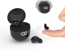 Small Mini Invisible Earbuds for Work Wireless Bluetooth Tiny small, Black