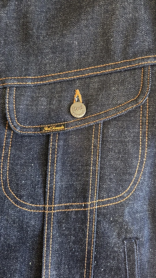 Chaqueta Denim Tornado Roja Estilo Storm Rider Cuello Pana Talla 38 Foto 3 de 4