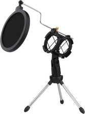 Desktop Microphone Stand with Shock Mount, Pop Filter  Non-Slip Tripod Base