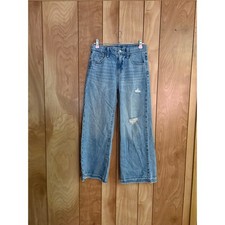 Old Navy Girls High-Rise Baggy Wide Leg Distressed Light Wash Jeans Size 12