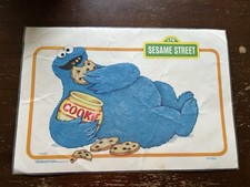 Vintage 1981 Sesame Street Cookie Monster Children's Placemat Double Sided