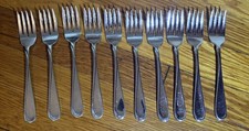 Set of 10 Oneida Flight Reliance Stainless Steel Flatware Salad Forks USA Made