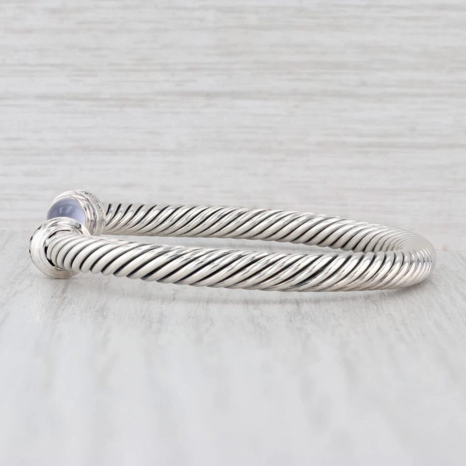 Bracelete David Yurman calcedônia punho de diamante prata esterlina 7" 5mm - Imagem 2 de 4