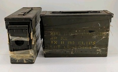 2-Vintage 280 cal .30 Cartridge Ammo AP M2 8 Round Clips Bandoleers Box Lot
