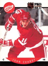 John Chabot 1990-91 Pro Set #68 Detroit Red Wings Hockey