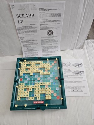 Vintage Mattel Travel Scrabble Hardcase - Clip in Fliesen * komplettes Spiel mit Regeln