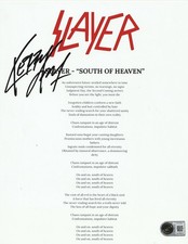 KERRY KING SIGNED SLAYER SOUTH OF HEAVEN 8x10 LYRIC SHEET - BECKETT COA