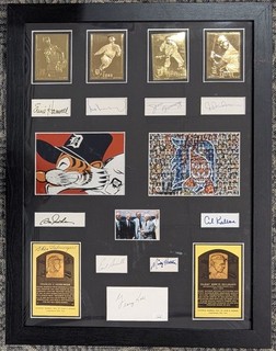 Foto incorniciata multi firmata (10) Detroit Tigers 18x24 Kaline Harwell HOF AUTO JSA