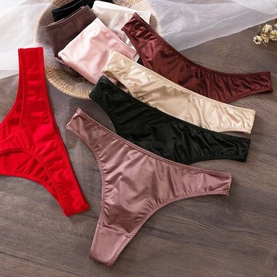 5 Pack Lot Womens Sexy Panties Satin Thongs G string Bikinis Low Waist Briefs