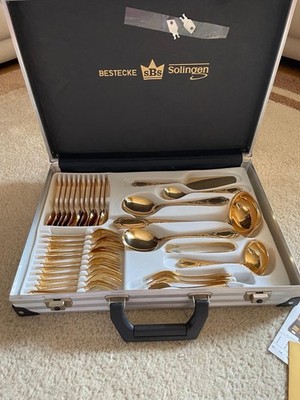 SBS Solingen Besteckset ''Wien'' 23/24 Karat Hartvergoldet Modell 25