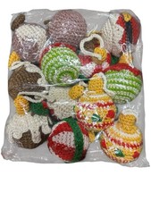 Set Of 12 Crocheted Ball Ornaments Christmas