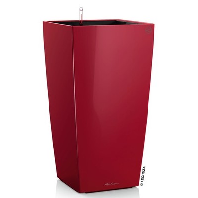 LECHUZA  Pflanzgefäße CUBICO 40 Scarlet rot hochglänzend All-in-One
