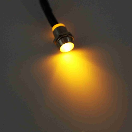 ´4Pcs 12v 8mm LED Panel Pilot Dash Warning Light Indicator Lamp Car Van Yellow - Picture 8 of 12