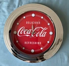 Coca-Cola Wall Clock Delicious Refreshing Vintage Clock Chrome TESTED WORKING