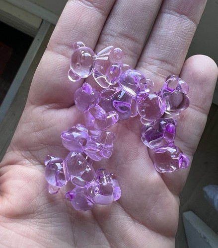 Lot of Translucent Purple Acrylic Bears – Jewelry Charms (8 Pieces)