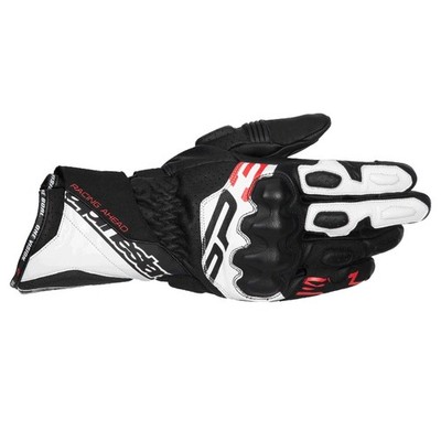 Alpinestars SP-3 Motorrad Sport Leder Handschuhe (schwarz/weiß/rot fluo)