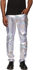 Men's Metallic Disco Pants Shiny Straight Leg Trousers Vintage 70s 80s 90s Party