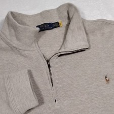 Polo by Ralph Lauren Men's Light Tan 1/4 Zip Sweater Pony