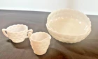 Vintage Milk Glass Lot - 2 Serving Bowls plus Creamer and Sugar