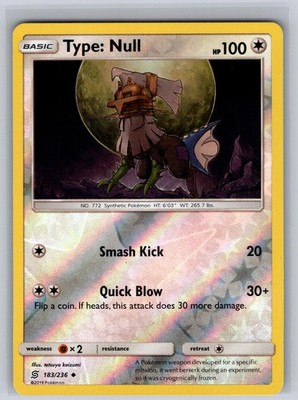 Type: Null 183/236 Reverse Holo Uncommon Unified Minds Pokemon NM - LP