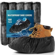 10-100 Shoe Covers Overshoe Disposable Black Plastic Rain Waterproof Boot Carpet