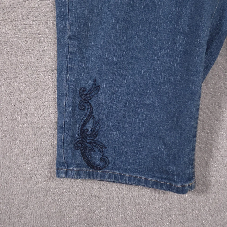 Jeans capri Just My Size para mujer 16W azul elástico denim bordado dobladillo JM0170V Foto 3 de 4