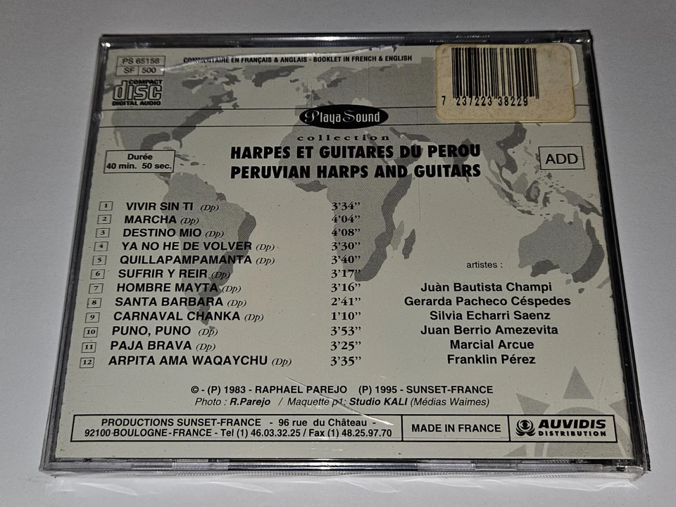 Peruvian Harps & Guitars CD 1983 Raphael Parejo 12 Songs PlayaSound *NEW/SEALED* Foto 2 de 4