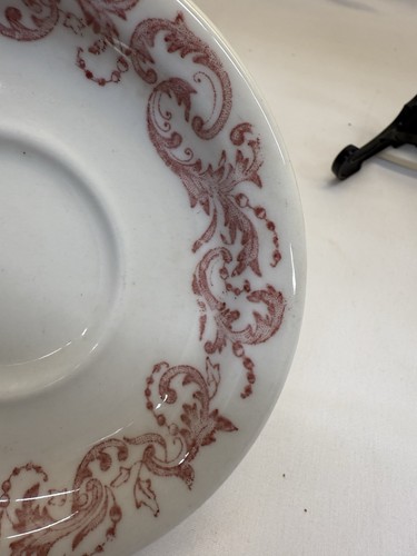 Vtg RARE Caribe China Red Paisley Restaurant Coffee/Tea Saucer Dessert Plates - Picture 2 of 5