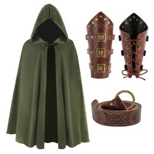 Medieval Cloak With Hood Men Women Renaissance Hooded Cape Halloween Sorcerer