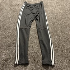 adidas Boys Gray Track Pants AEROREADY Side Stripe Elastic Waist