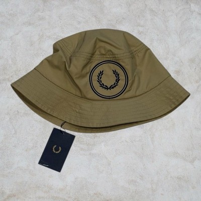 BNWT Fred Perry Bucket Hat Embroidered Log Size Small Beige Mod Casuals Festival