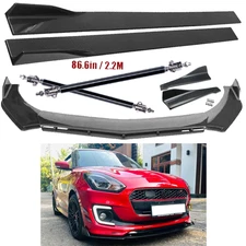 Carbon Fiber Front Bumper Lip Splitters Side Skirt Strut For Suzuki Swift RS