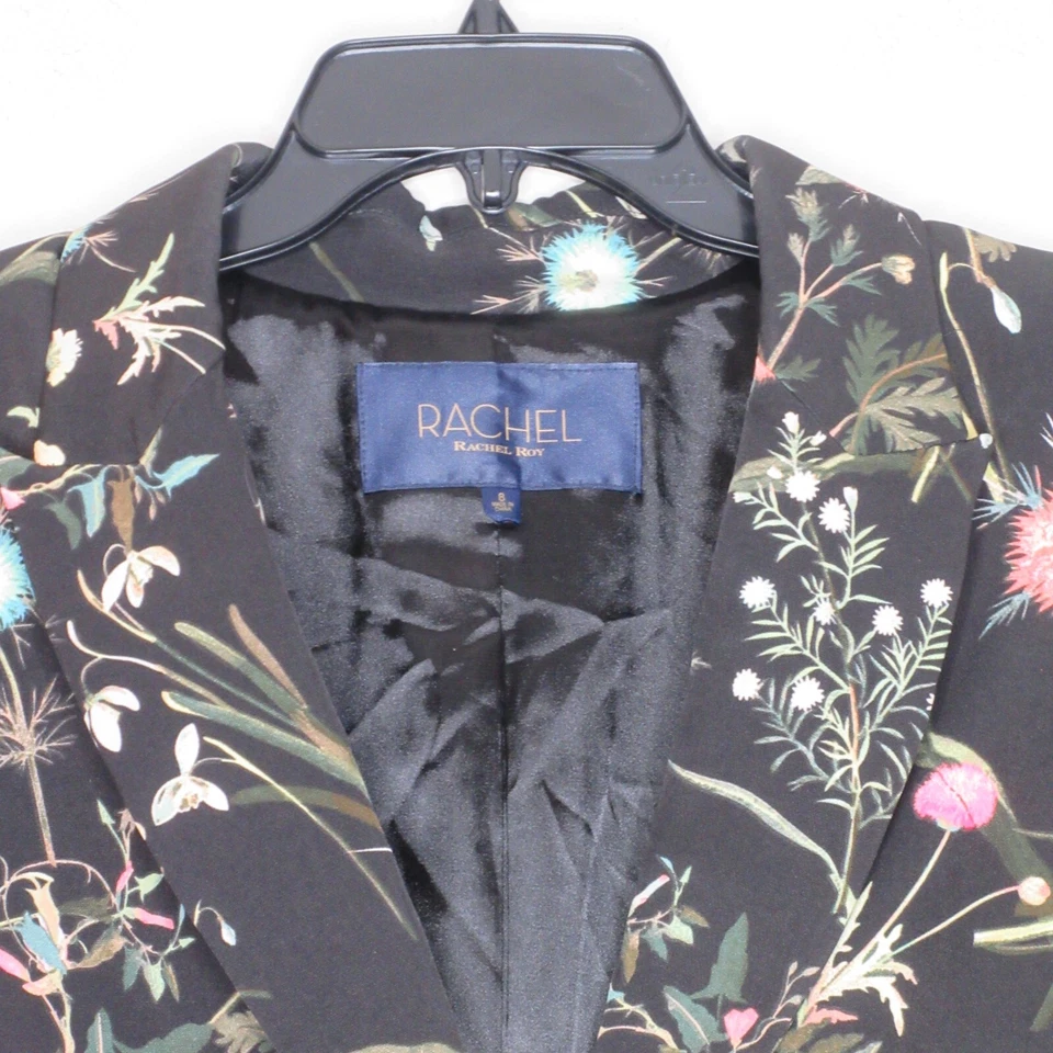 Rachel Rachel Roy Women's 2 Button Black Floral Print Blazer Jacket 8 B32 - Image 2 of 4