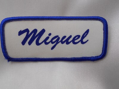 MIGUEL  USED SILK SCREEN VINTAGE SEW ON NAME PATCH TAGS ASSORTED COLORS 