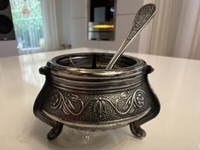 Saliere Salzgef&auml;&szlig; Jugendstil mit Glaseinsatz UDSSR 1960, punziert.